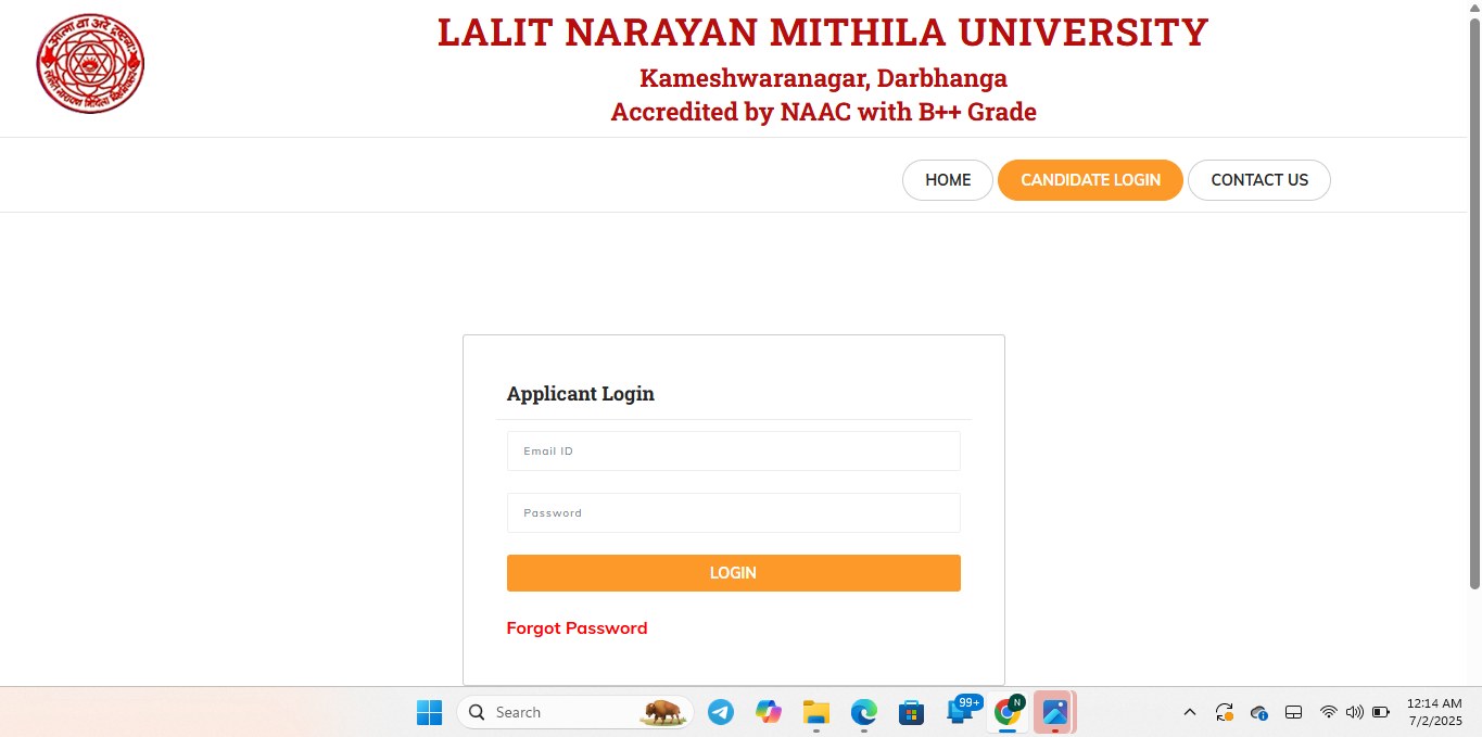 LNMU UG Login Page